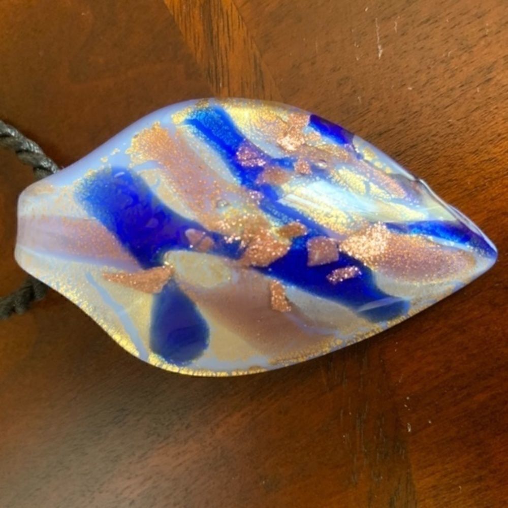 Murano Glass Italian Blue Real Gold Infused Lrg Pendant - Picture 7 of 9